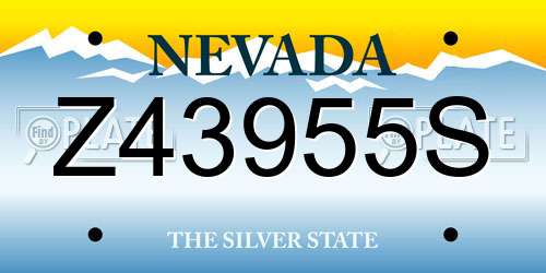 Z43955S Nevada License Plate