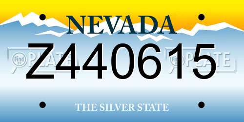 Z440615 Nevada License Plate