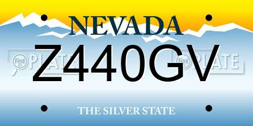 Z440GV Nevada License Plate