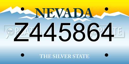 Z445864 Nevada License Plate