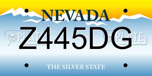 Z445DG Nevada License Plate