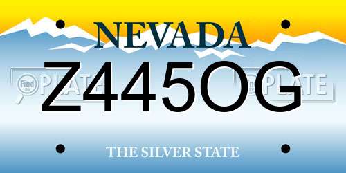 Z445OG Nevada License Plate