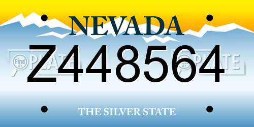 Z448564 Nevada License Plate