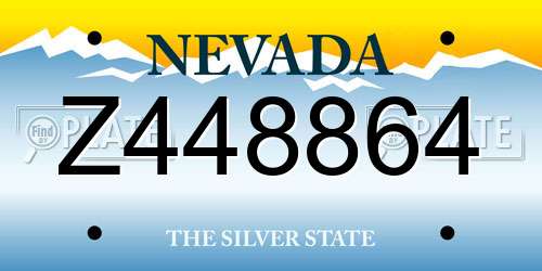Z448864 Nevada License Plate