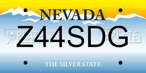 Z44SDG Nevada License Plate
