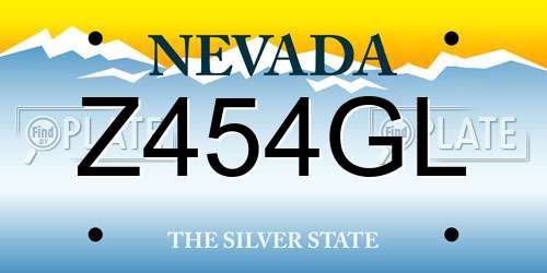 Z454GL Nevada License Plate