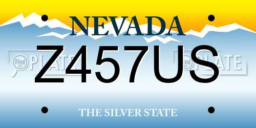Z457US Nevada License Plate