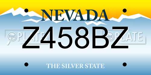 Z458BZ Nevada License Plate