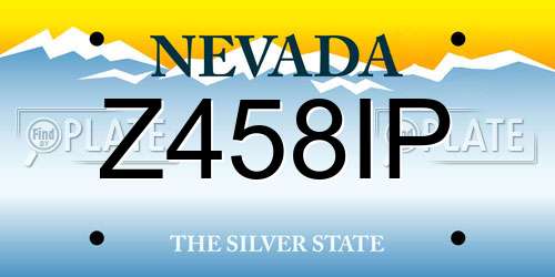 Z458IP Nevada License Plate