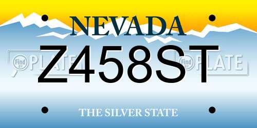 Z458ST Nevada License Plate