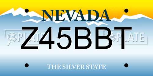 Z45BBT Nevada License Plate