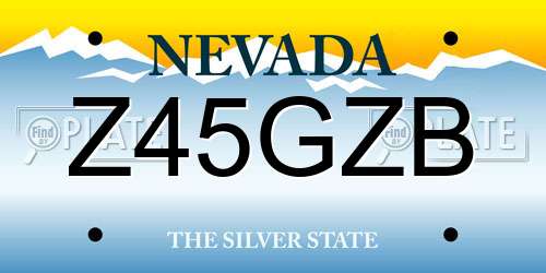 Z45GZB Nevada License Plate