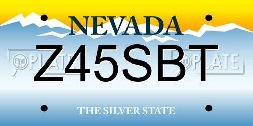 Z45SBT Nevada License Plate