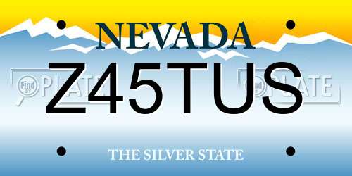 Z45TUS Nevada License Plate