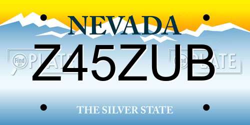 Z45ZUB Nevada License Plate