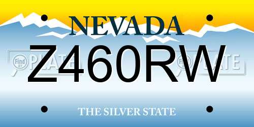Z460RW Nevada License Plate