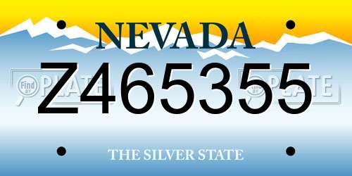 Z465355 Nevada License Plate