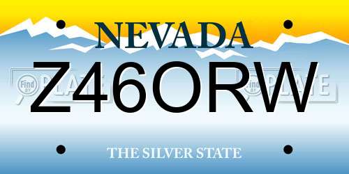 Z46ORW Nevada License Plate