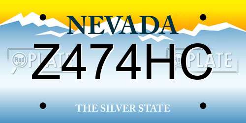 Z474HC Nevada License Plate