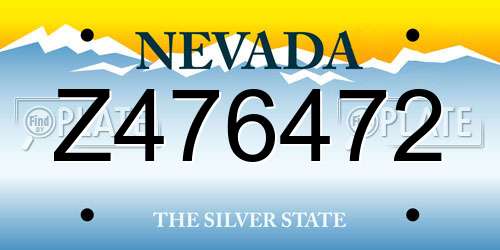 Z476472 Nevada License Plate