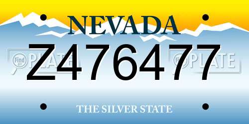 Z476477 Nevada License Plate