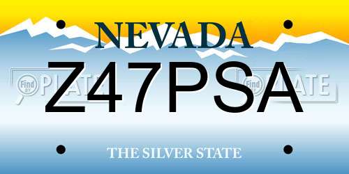 Z47PSA Nevada License Plate