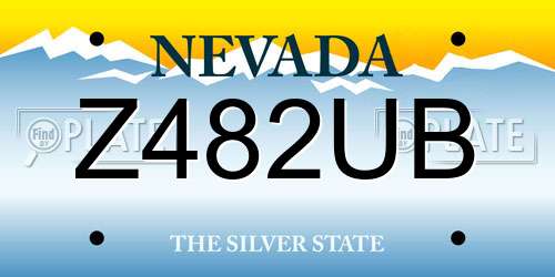 Z482UB Nevada License Plate