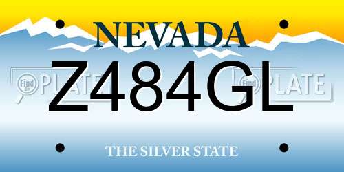 Z484GL Nevada License Plate