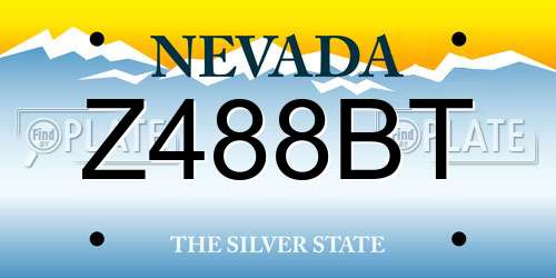 Z488BT Nevada License Plate