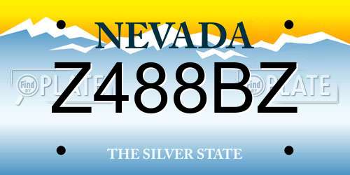 Z488BZ Nevada License Plate