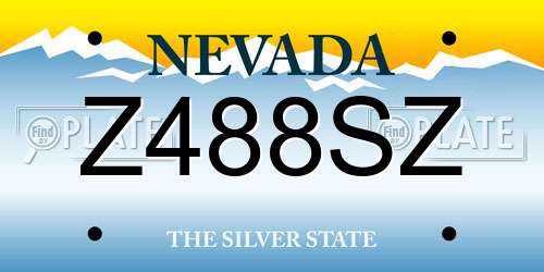 Z488SZ Nevada License Plate