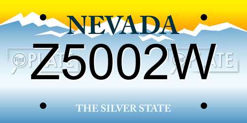 Z5002W Nevada License Plate