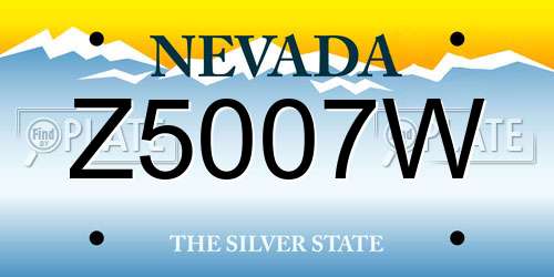 Z5007W Nevada License Plate