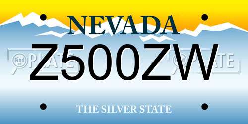 Z500ZW Nevada License Plate