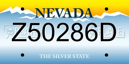 Z50286D Nevada License Plate