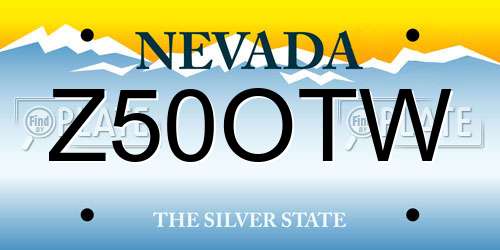 Z50OTW Nevada License Plate