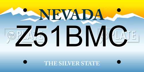 Z51BMC Nevada License Plate