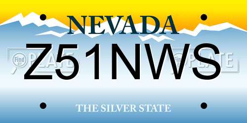 Z51NWS Nevada License Plate