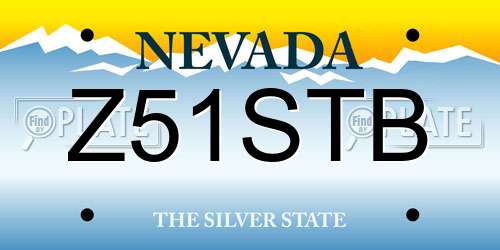 Z51STB Nevada License Plate