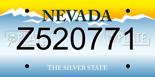 Z520771 Nevada License Plate