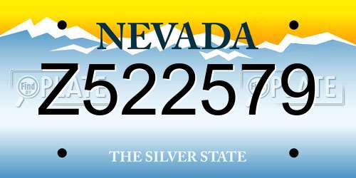 Z522579 Nevada License Plate