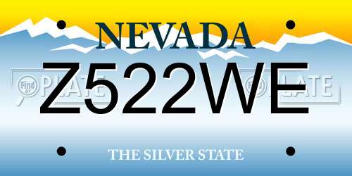 Z522WE Nevada License Plate