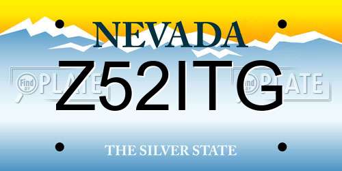 Z52ITG Nevada License Plate