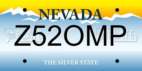 Z52OMP Nevada License Plate