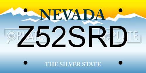 Z52SRD Nevada License Plate