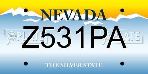 Z531PA Nevada License Plate
