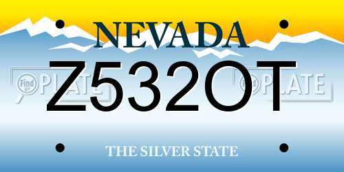 Z532OT Nevada License Plate