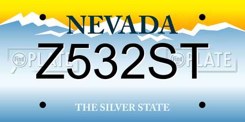 Z532ST Nevada License Plate