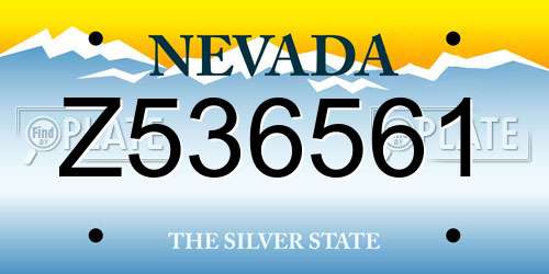 Z536561 Nevada License Plate