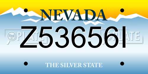 Z53656I Nevada License Plate